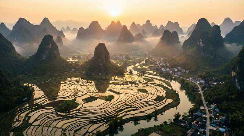鸳鸯浴冰雪大世界航拍视频